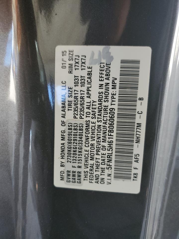2015 Honda Odyssey VIN 5FNRL5H61FB060609 Copart auction photo, front end damage thumbnail 16