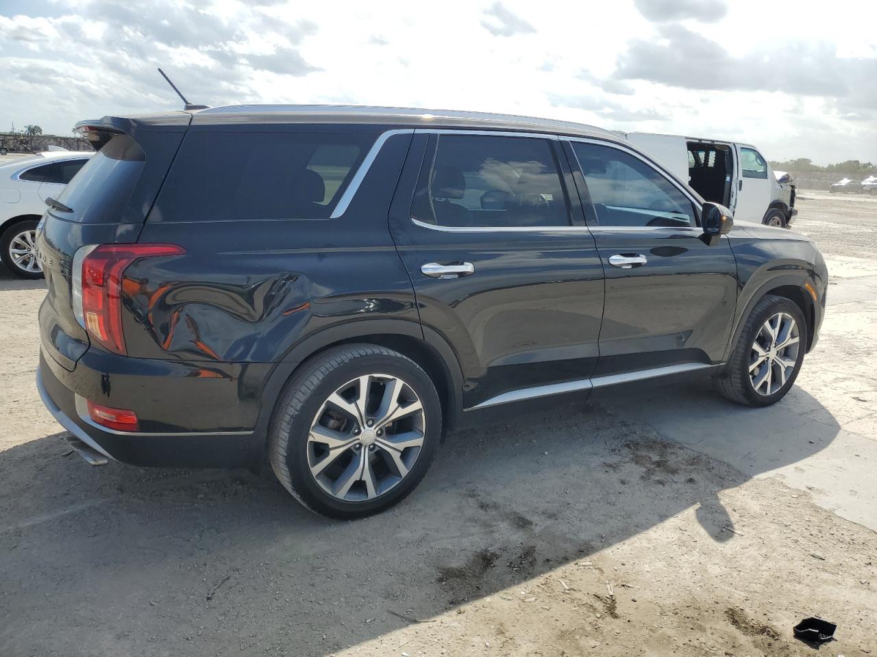 2020 Hyundai Palisade VIN KM8R44HE4LU144243 Copart auction photo, side / rear end damage thumbnail 3