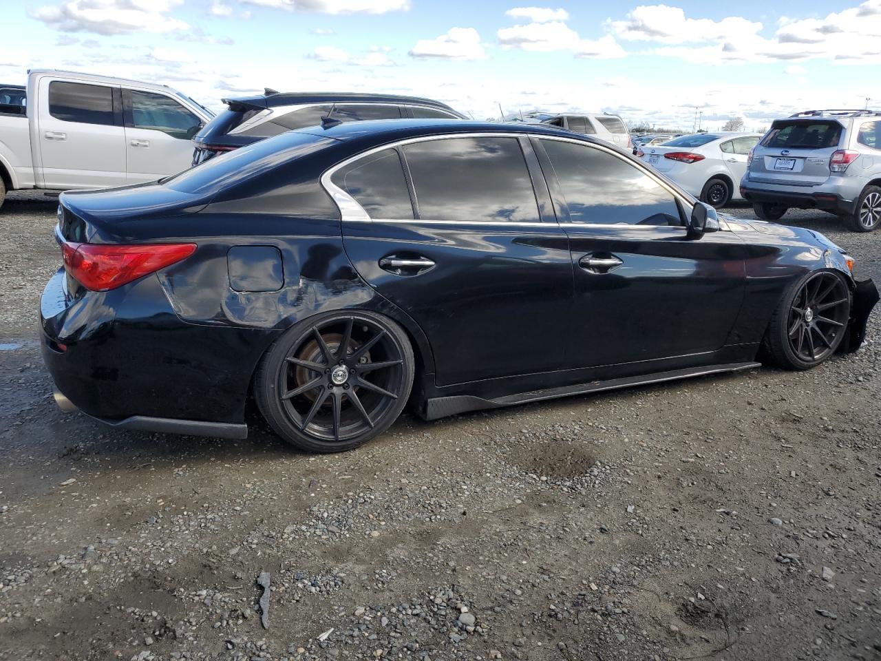 2015 Infiniti Q50 VIN JN1BV7AP9FM350522 Copart auction photo, front end / rear end damage thumbnail 3