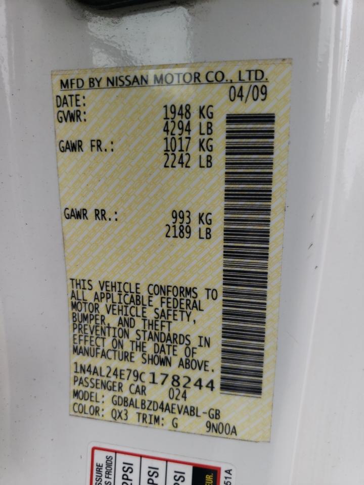 2009 Nissan Altima VIN 1N4AL24E79C178244 Copart auction photo, undercarriage / front end damage thumbnail 15
