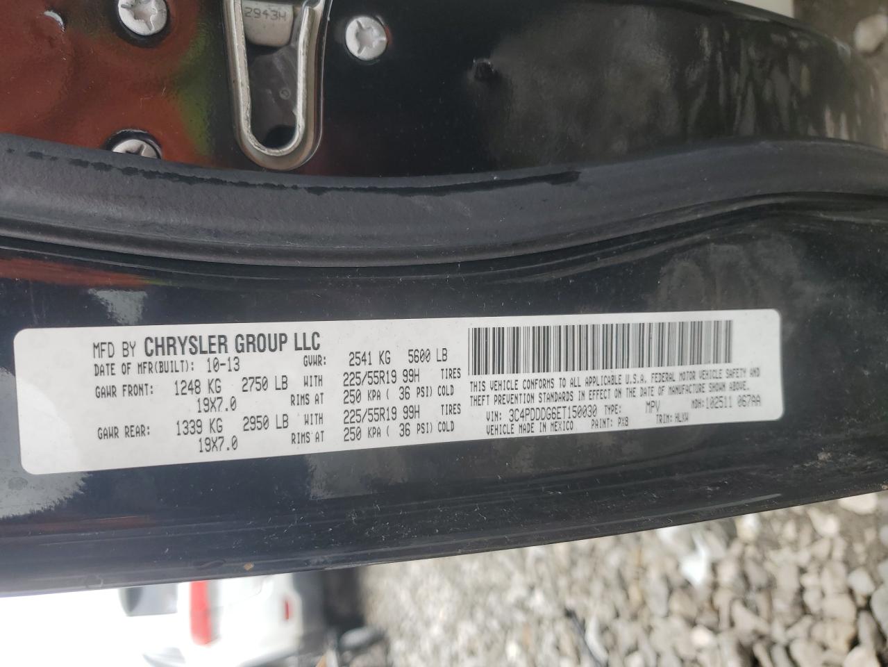 2014 Dodge Journey VIN 3C4PDDDG6ET150030 Copart auction photo, front end damage thumbnail 14