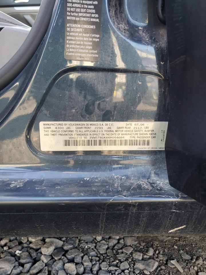 2006 Volkswagen Jetta VIN 3VWST81K66M004684 Copart auction photo, rear end / front end damage thumbnail 12