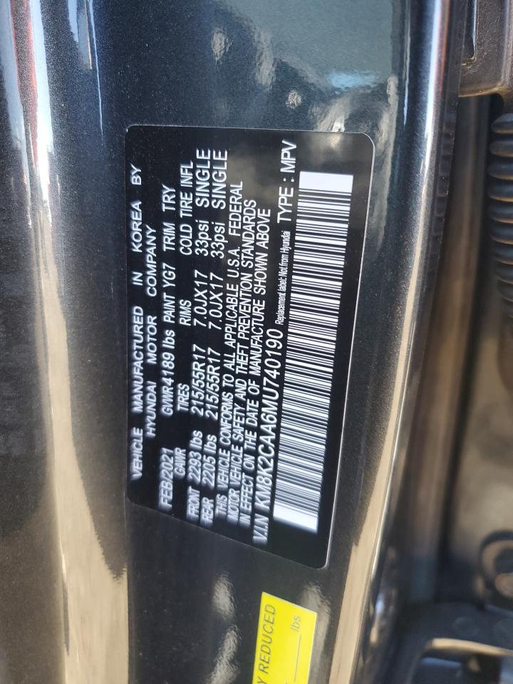 2021 Hyundai Kona VIN KM8K2CAA6MU740190 Copart auction photo, front end / side damage thumbnail 13