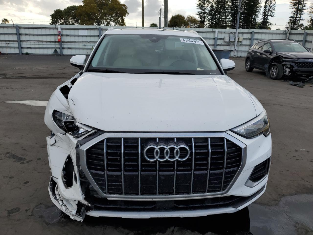 2020 Audi Q3 VIN WA1AECF30L1045294 Copart auction photo, front end / frame damage damage thumbnail 5