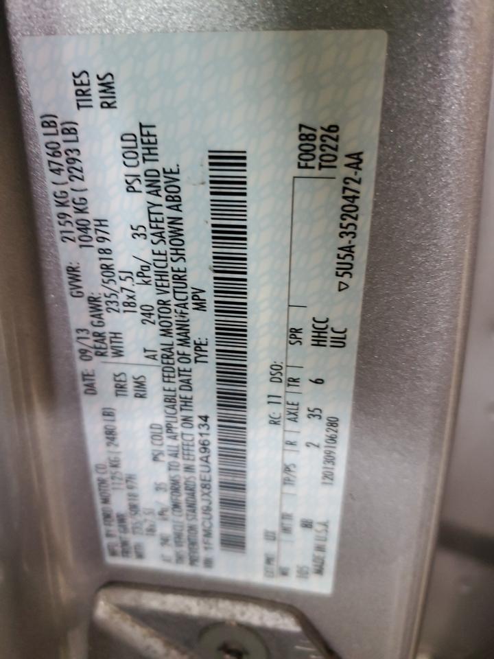 2014 Ford Escape VIN 1FMCU9JX8EUA96134 Copart auction photo, front end damage thumbnail 13