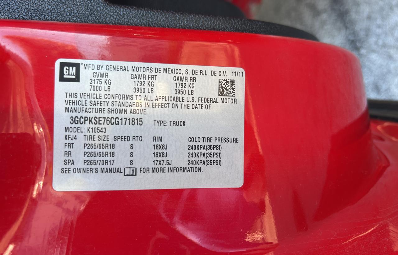 2012 Chevrolet Silverado VIN 3GCPKSE76CG171815 Copart auction photo, normal wear / minor dent/scratches damage thumbnail 10