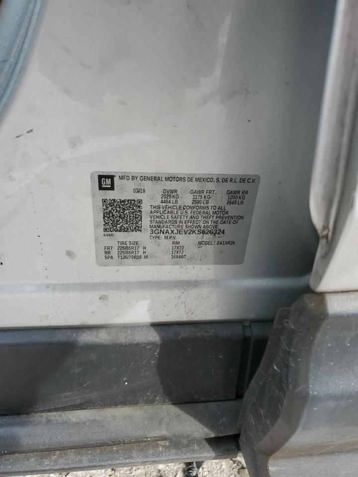 2019 Chevrolet Equinox VIN 3GNAXJEV2KS626324 Copart auction photo, all over damage thumbnail 12