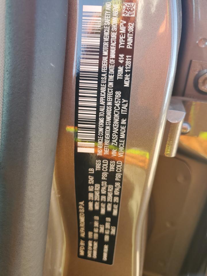2019 Alfa Romeo Stelvio VIN ZASPAKBN0K7C45768 Copart auction photo, front end / side damage thumbnail 15