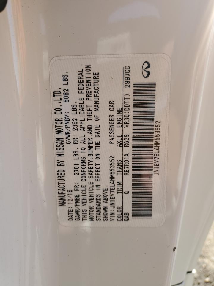 2017 Infiniti Q60 VIN JN1EV7EL4HM553552 Copart auction photo, side damage thumbnail 12