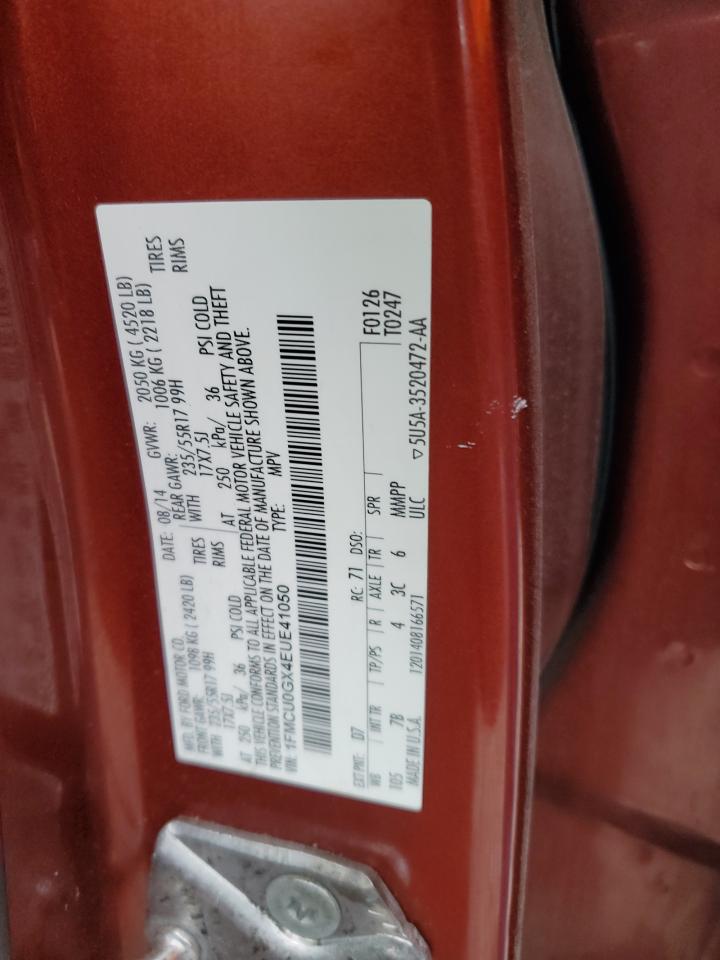 2014 Ford Escape VIN 1FMCU0GX4EUE41050 Copart auction photo, front end damage thumbnail 13