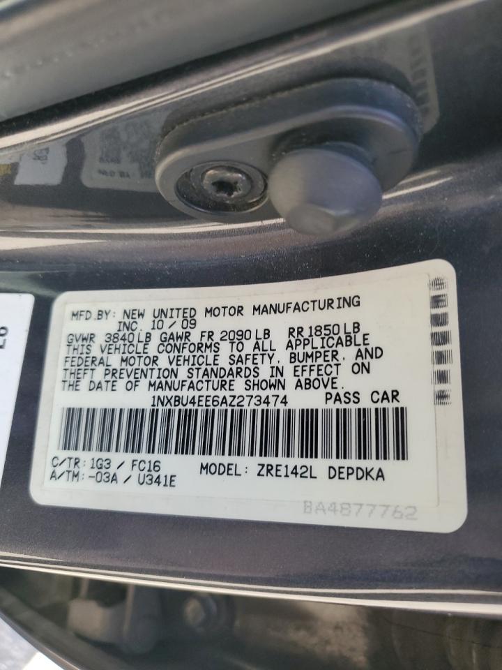 2010 Toyota Corolla VIN 1NXBU4EE6AZ273474 Copart auction photo, rear end / front end damage thumbnail 12