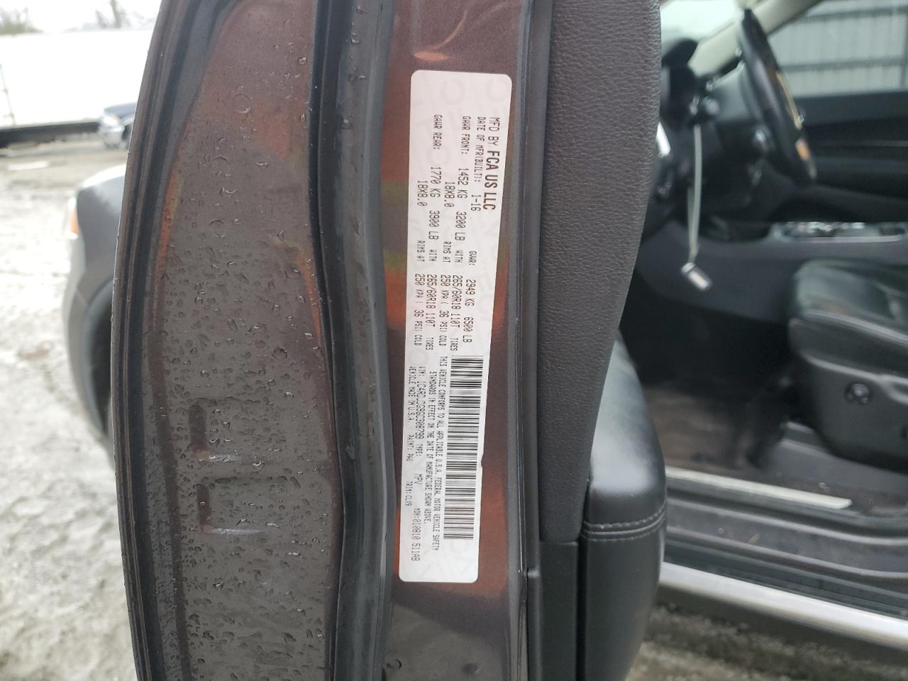 2016 Dodge Durango VIN 1C4RDJDG9GC308799 Copart auction photo, side / undercarriage damage thumbnail 13