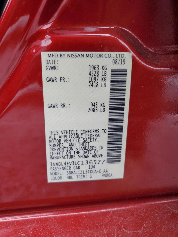 2020 Nissan Altima VIN 1N4BL4EV3LC136577 Copart auction photo, front end damage thumbnail 13