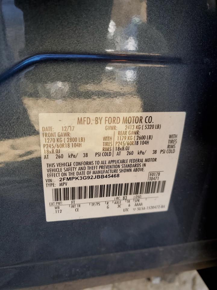 2018 Ford Edge VIN 2FMPK3G92JBB45468 Copart auction photo, mechanical / front end damage thumbnail 14