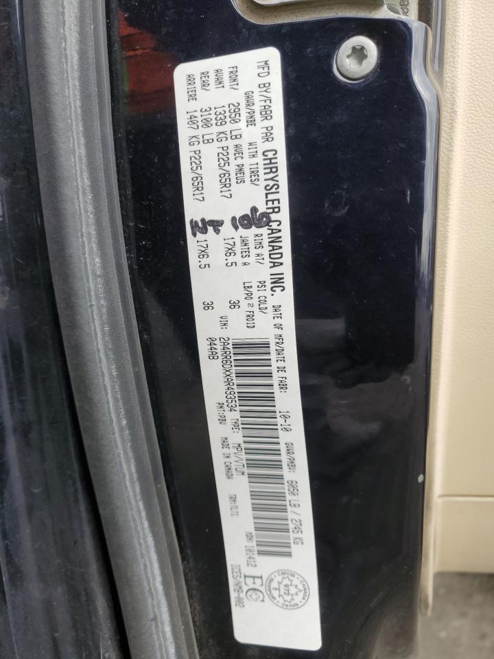 2010 Chrysler Town & Country VIN 2A4RR6DXXAR493534 Copart auction photo, side / rear end damage thumbnail 13