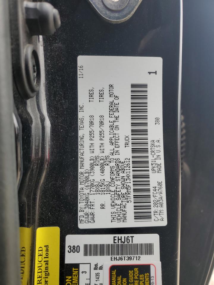 2017 Toyota Tundra VIN 5TFRM5F13HX112612 Copart auction photo, front end / side damage thumbnail 13