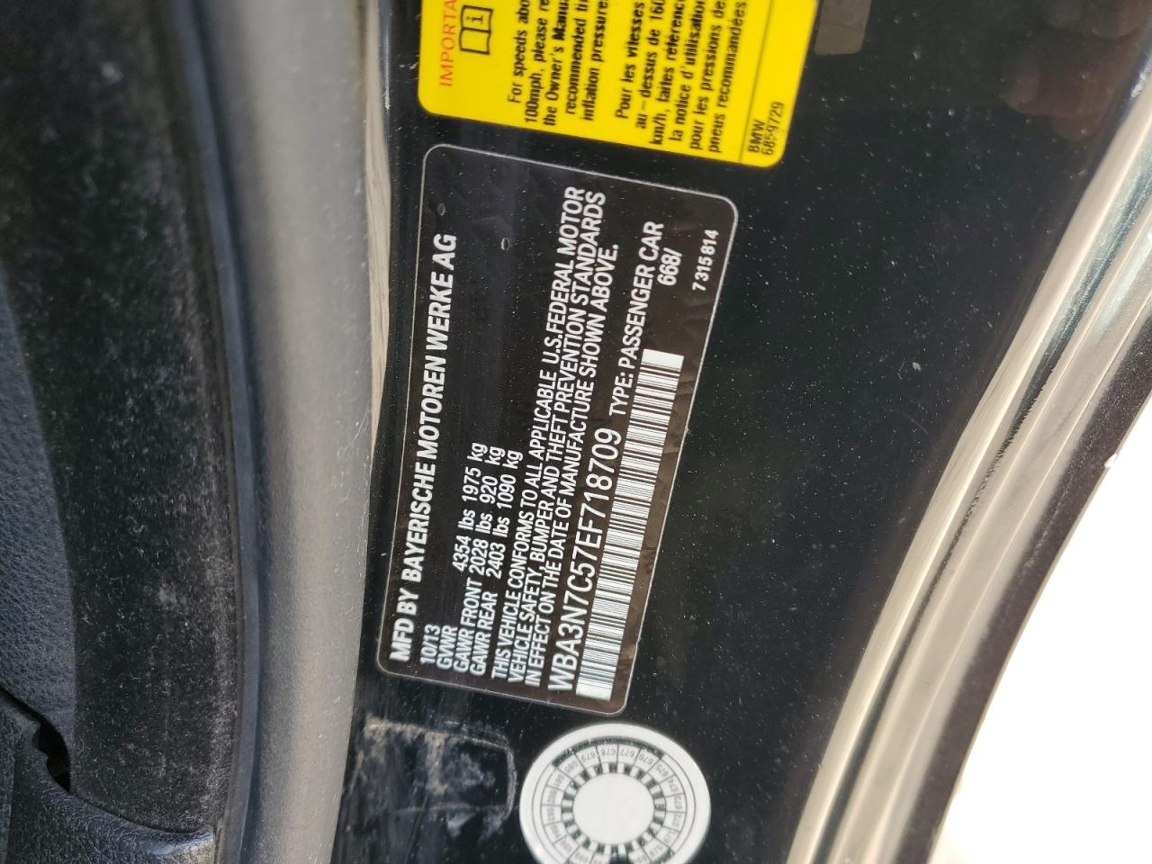 2014 BMW 4er VIN WBA3N7C57EF718709 Copart auction photo, mechanical damage thumbnail 12