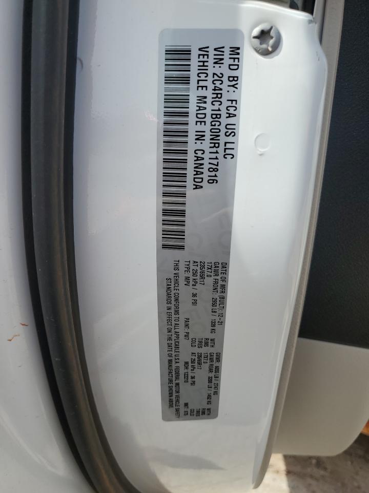2022 Chrysler Pacifica VIN 2C4RC1BG0NR117816 Copart auction photo, undercarriage damage thumbnail 14