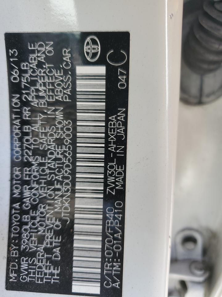 2013 Toyota Prius VIN JTDKN3DU9D5659003 Copart auction photo, front end damage thumbnail 12