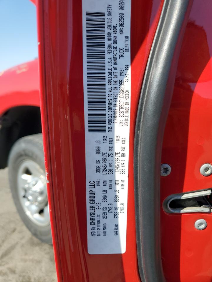 2013 RAM 2500 VIN 3C6TR5CT1DG602355 Copart auction photo, front end damage thumbnail 12