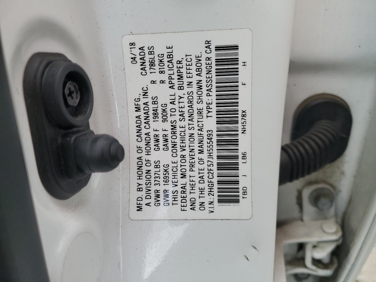 2018 Honda Civic VIN 2HGFC2F57JH555493 Copart auction photo, front end damage thumbnail 12