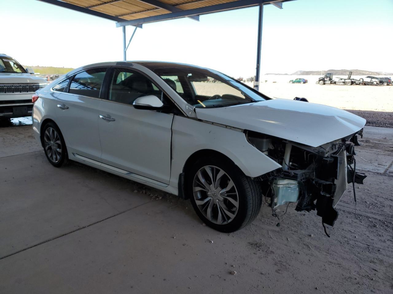 2015 Hyundai Sonata VIN 5NPE34AB2FH242966 Copart auction photo, front end / side damage thumbnail 4