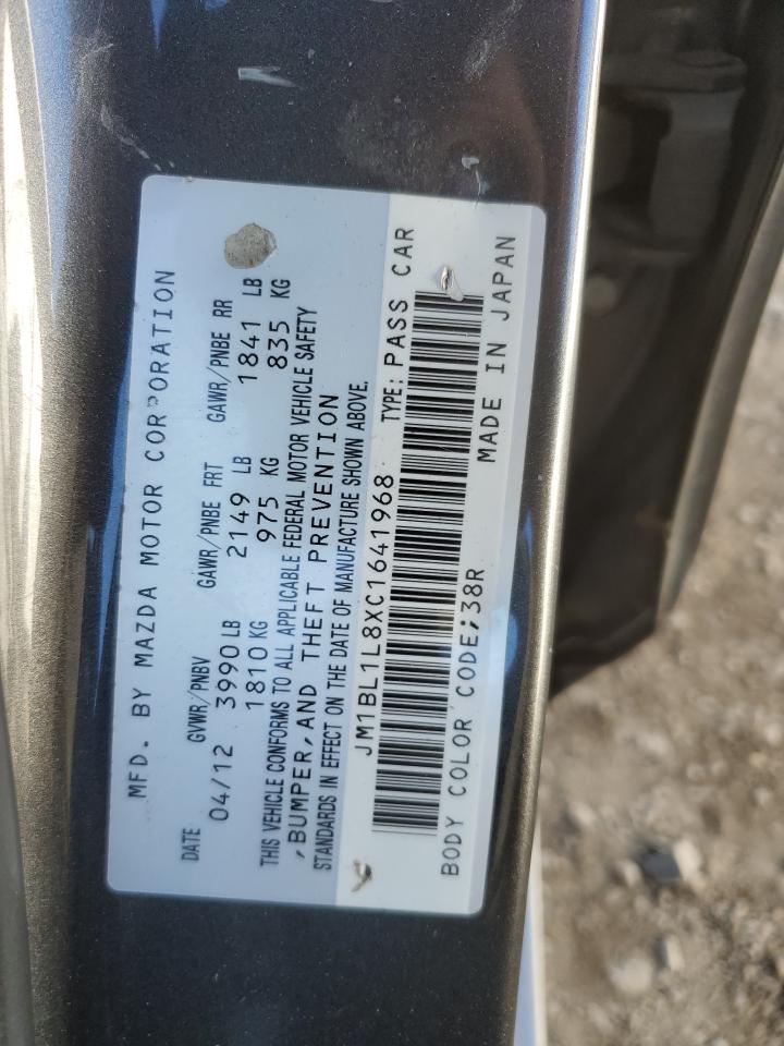 2012 Mazda 3 VIN JM1BL1L8XC1641968 Copart auction photo, side damage thumbnail 12