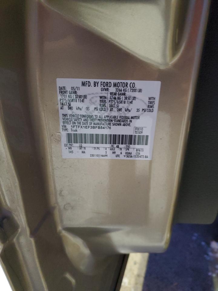 2011 Ford F-150 VIN 1FTFX1EF3BFB54176 Copart auction photo, all over damage thumbnail 12