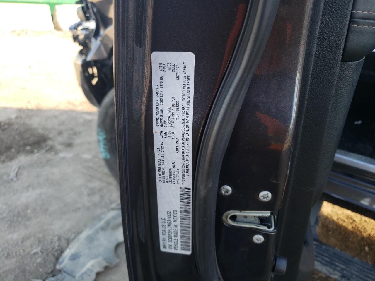 2022 RAM 3500 VIN 3C63R3PL7NG314422 Copart auction photo, front end / side damage thumbnail 12