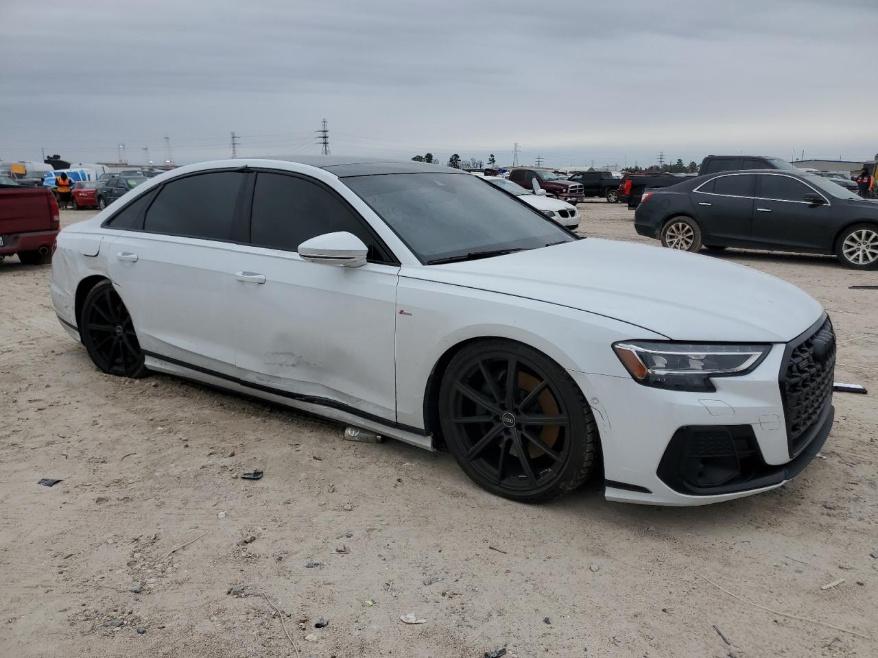 2023 Audi A8 VIN WAULDAF8XPN006192 Copart auction photo, side / front end damage thumbnail 4