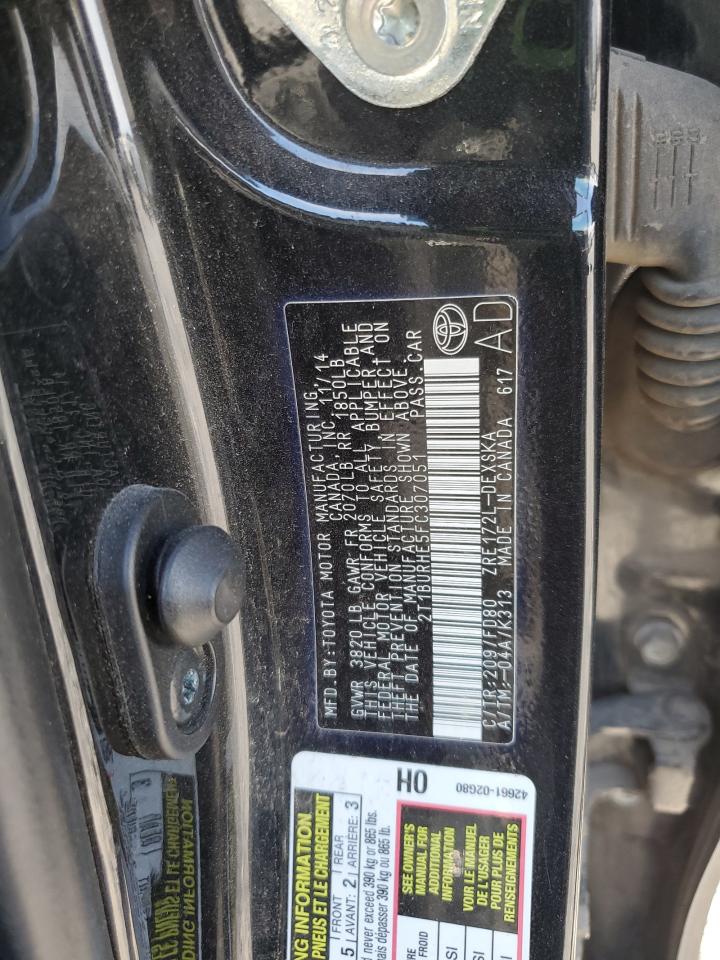2015 Toyota Corolla VIN 2T1BURHE5FC307051 Copart auction photo, front end / minor dent/scratches damage thumbnail 14