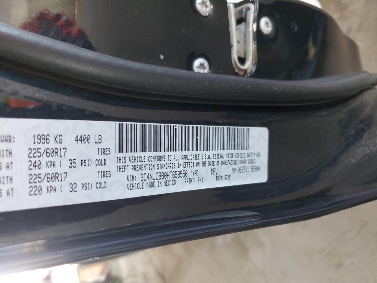 2017 Jeep Compass VIN 3C4NJCBB0HT658550 Copart auction photo, front end damage thumbnail 13