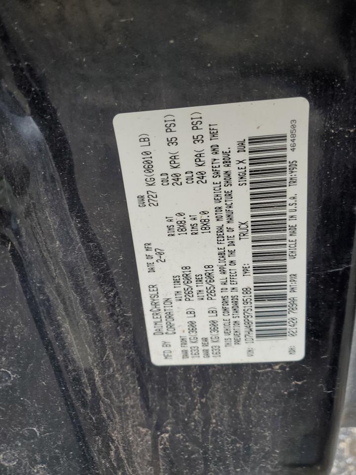 2007 Dodge Dakota VIN 1D7HW48P97S195188 Copart auction photo, front end damage thumbnail 12