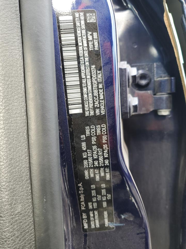 2016 Jeep Renegade VIN ZACCJBBT6GPD63274 Copart auction photo, rear end / side damage thumbnail 14