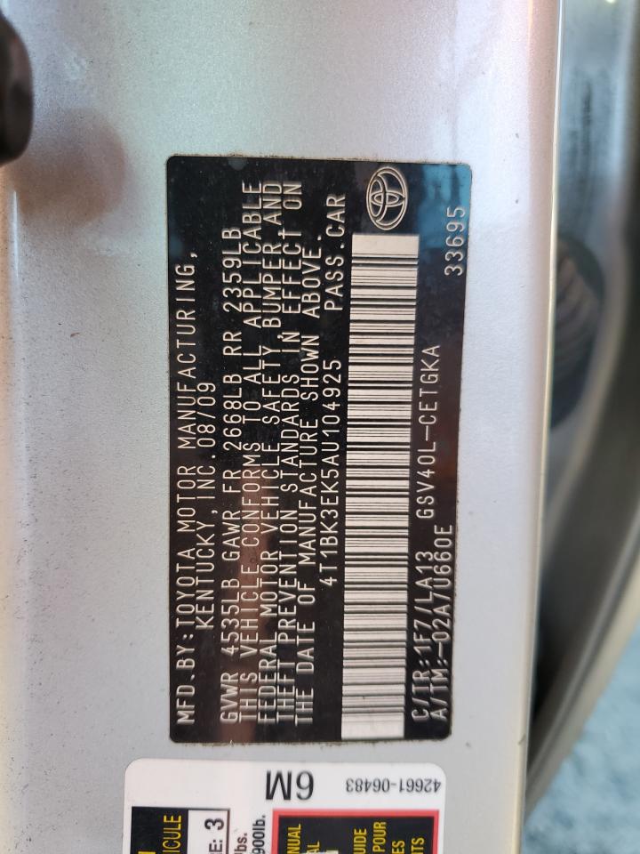 2010 Toyota Camry VIN 4T1BK3EK5AU104925 Copart auction photo, front end / rear end damage thumbnail 14