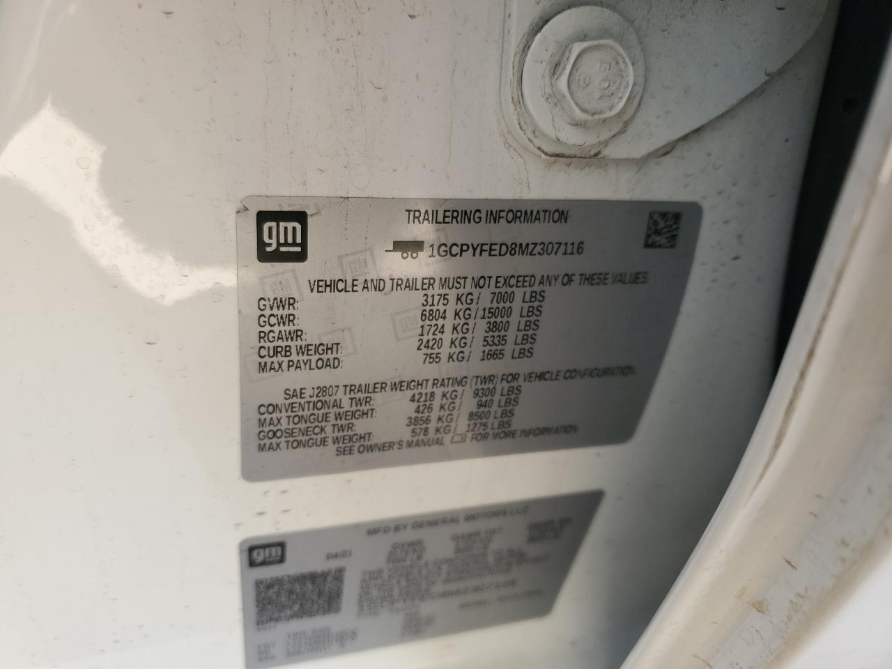 2021 Chevrolet Silverado VIN 1GCPYFED8MZ307116 Copart auction photo, front end damage thumbnail 12