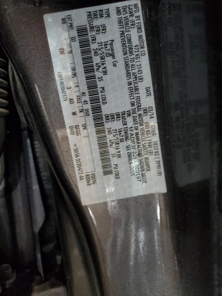 2014 Ford Focus VIN 1FADP3F22EL280197 Copart auction photo, side damage thumbnail 12