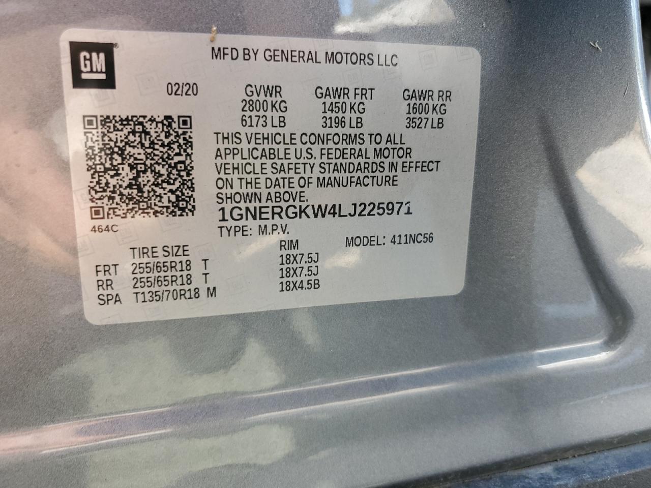 2020 Chevrolet Traverse VIN 1GNERGKW4LJ225971 Copart auction photo, rear end / front end damage thumbnail 16