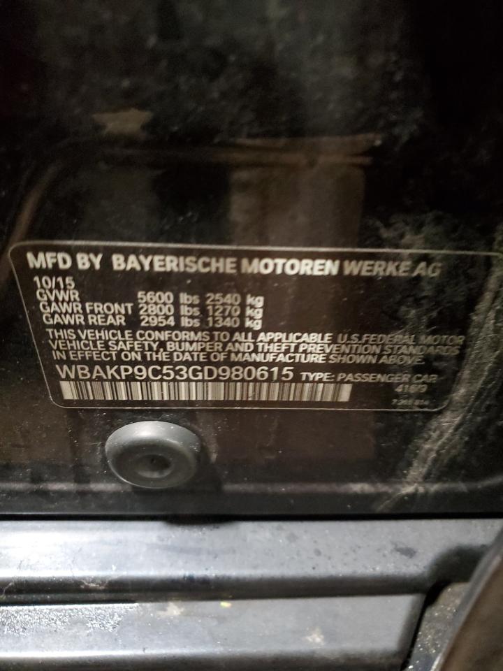 2016 BMW 5er VIN WBAKP9C53GD980615 Copart auction photo, front end damage thumbnail 12