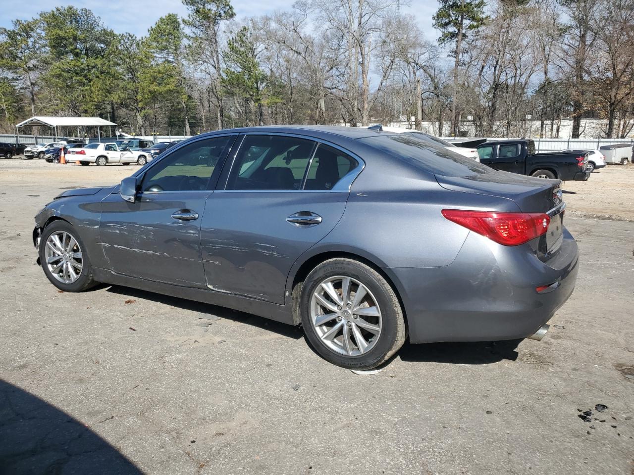 2014 Infiniti Q50 VIN JN1BV7AP9EM682751 Copart auction photo, front end / side damage thumbnail 2