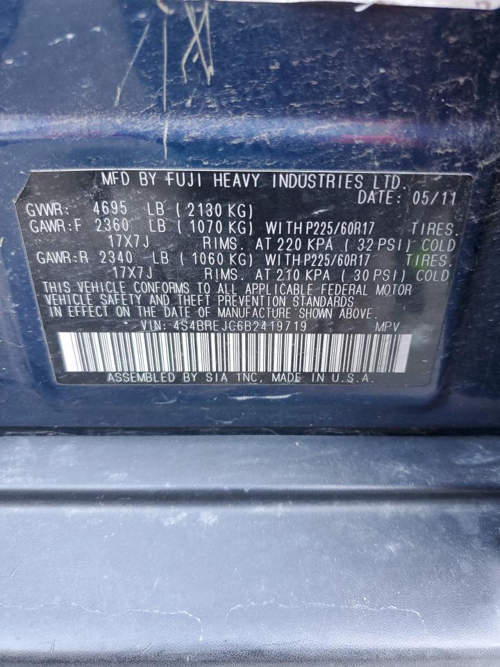 2011 Subaru Outback VIN 4S4BREJC6B2419719 Copart auction photo, front end damage thumbnail 13