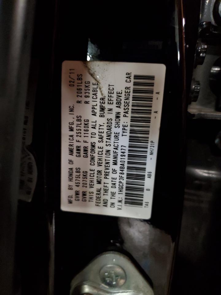 2011 Honda Accord VIN 1HGCP3F84BA019477 Copart auction photo, rear end / side damage thumbnail 12