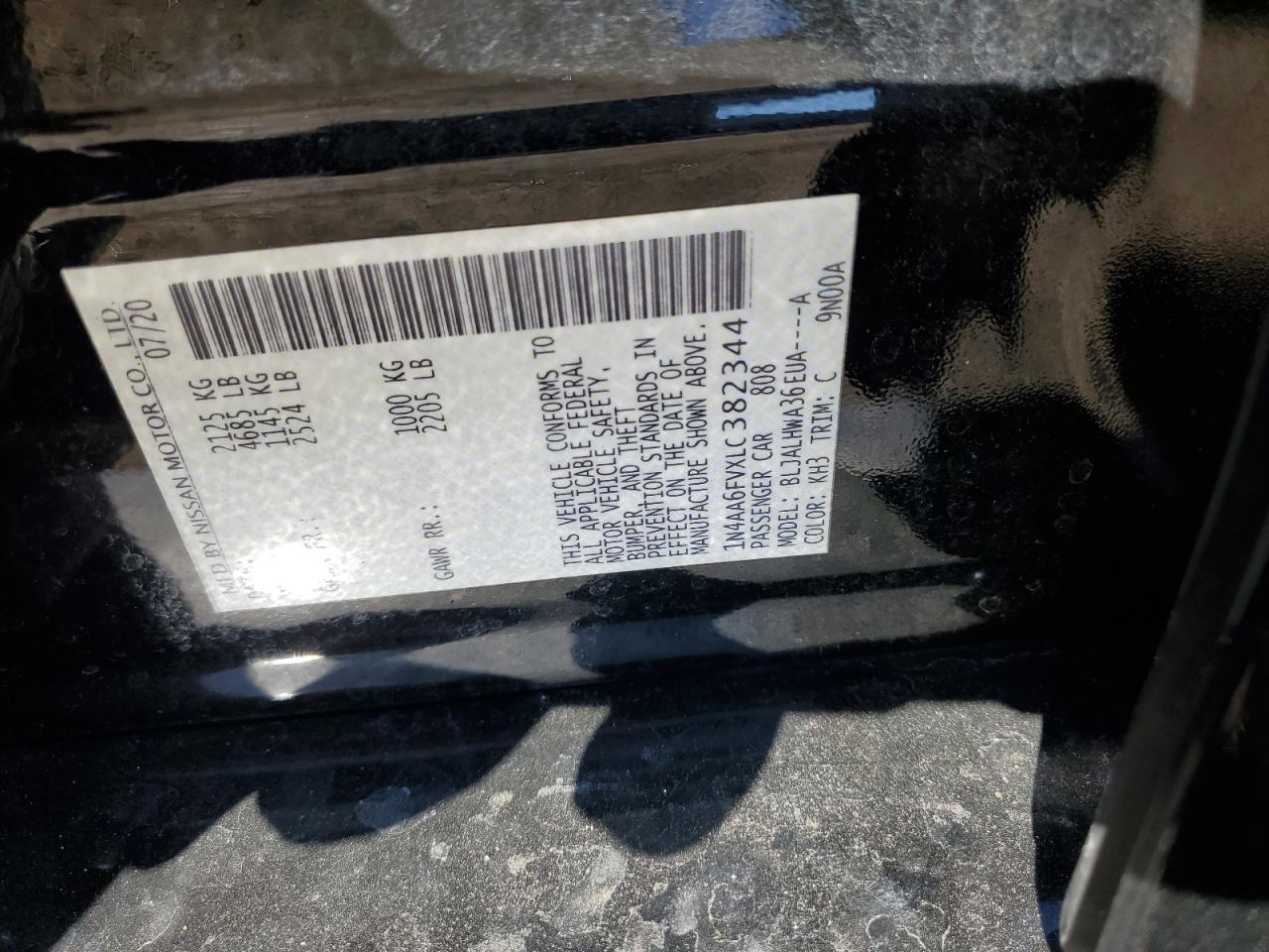 2020 Nissan Maxima VIN 1N4AA6FVXLC382344 Copart auction photo, front end / minor dent/scratches damage thumbnail 14