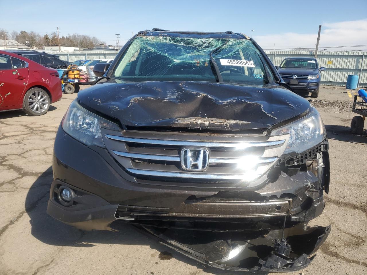 2014 Honda CR-V VIN 2HKRM4H77EH641998 Copart auction photo, front end / top/roof damage thumbnail 5