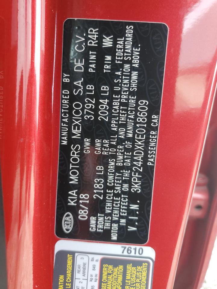 2019 KIA Forte VIN 3KPF24ADXKE018609 Copart auction photo, rear end / minor dent/scratches damage thumbnail 14