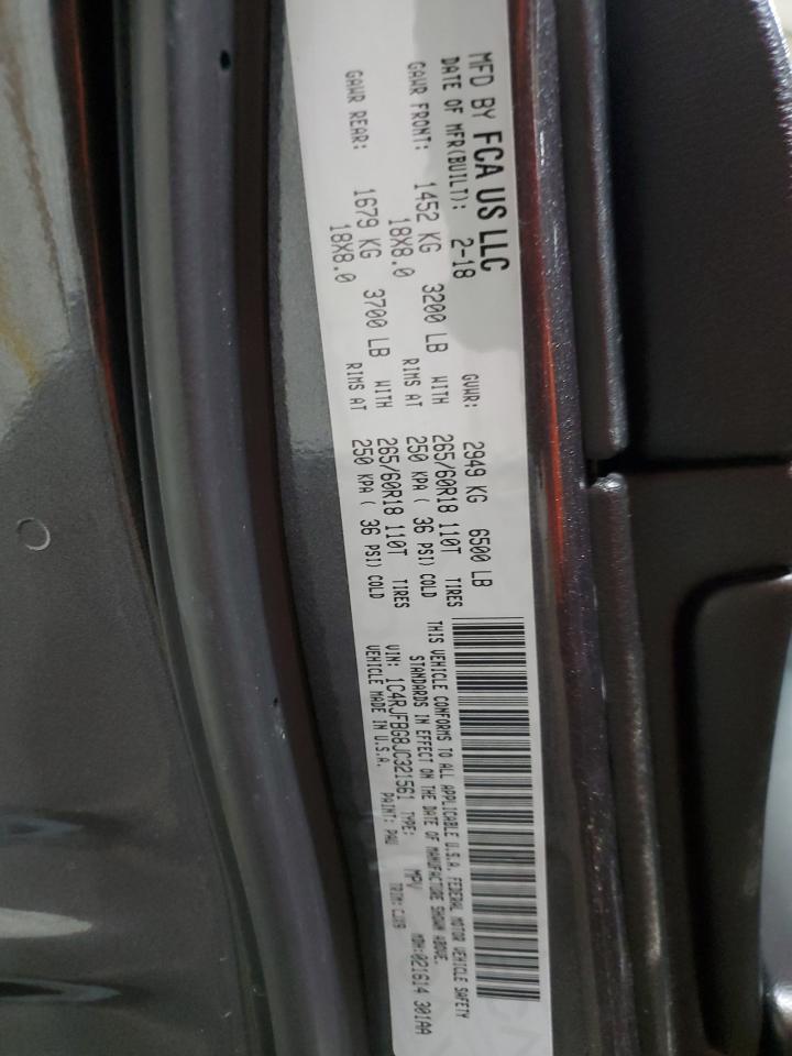 2018 Jeep Grand Cherokee VIN 1C4RJFBG8JC321561 Copart auction photo, front end damage thumbnail 13
