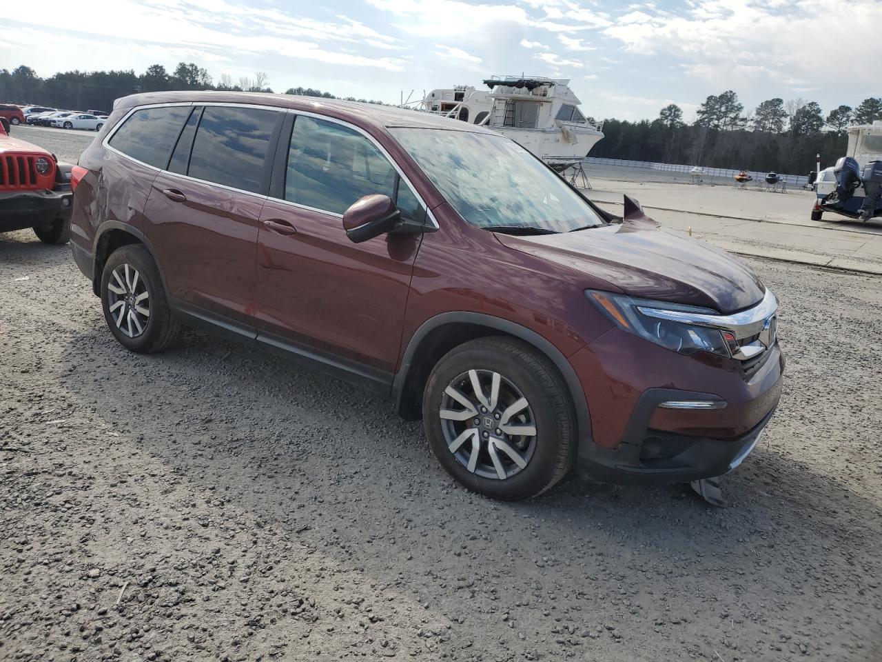 2019 Honda Pilot VIN 5FNYF5H54KB017774 Copart auction photo, front end / side damage thumbnail 4
