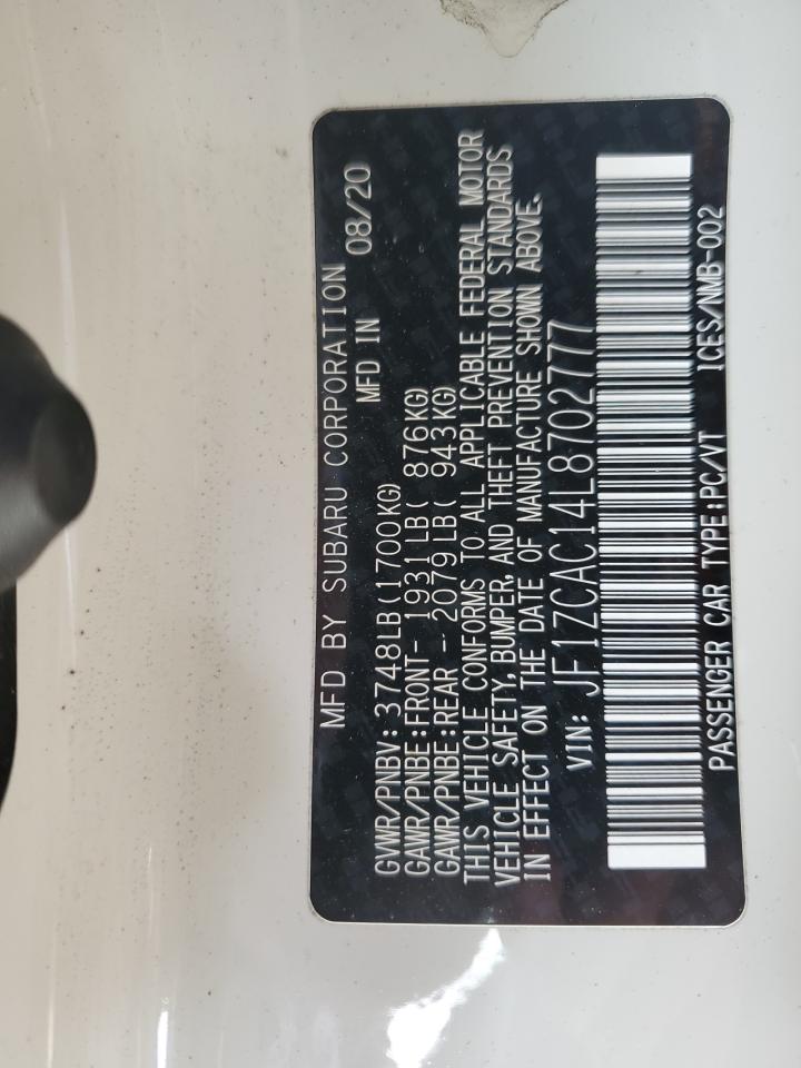 2020 Subaru BRZ VIN JF1ZCAC14L8702777 Copart auction photo, rejected repair damage thumbnail 12