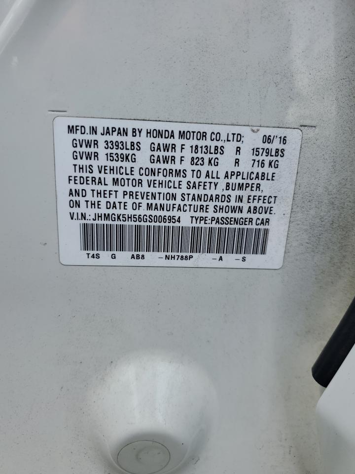 2016 Honda Fit VIN JHMGK5H56GS006954 Copart auction photo, side / front end damage thumbnail 14