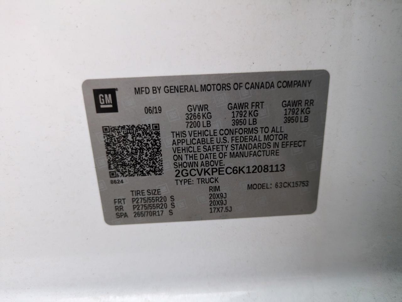 2019 Chevrolet Silverado VIN 2GCVKPEC6K1208113 Copart auction photo, water/flood / minor dent/scratches damage thumbnail 13